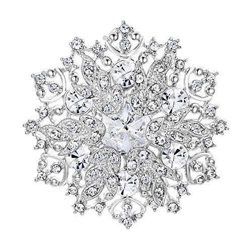 EVER FAITH Women's Wedding Corsage Jewelry Accessory Crystal Winter Snowflake Flower Brooch Pin Clear