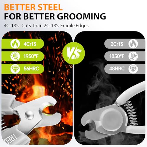 IREDOON Profi Krallenschere für Hunde und Katzen mit Hohe Qualität Nagelfeile aus Edelstahl und Hltrascharfen Klingen aus 4Cr13-Edelstahl für Kleine, Mittlere und Große Rassen