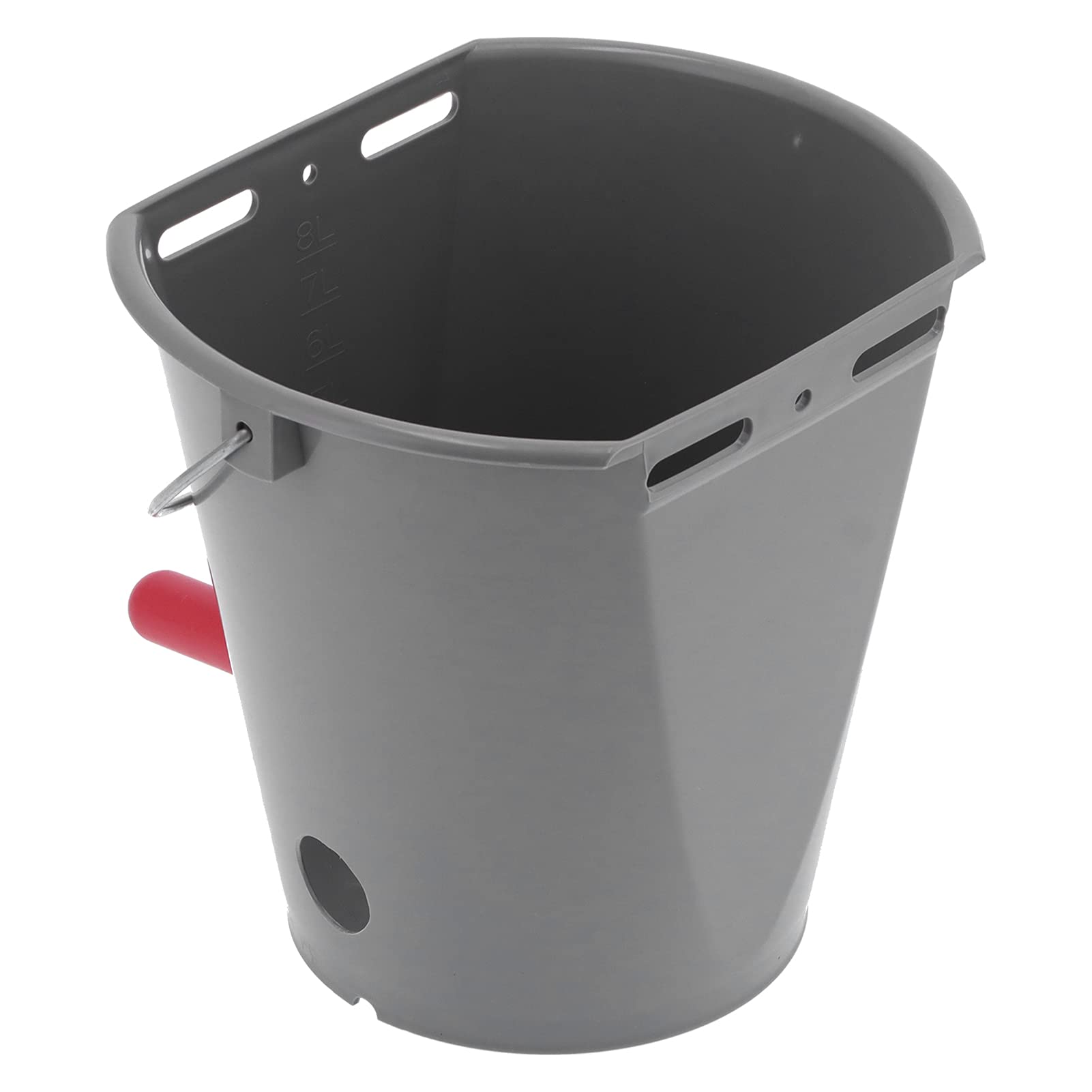 Cubo alimentador de 8 litros, plástico Gris Duradero de Calidad alimentaria, Gran Capacidad para Granjas y ganadería con alimentación de Leche con 2 tetinas (para Ganado)