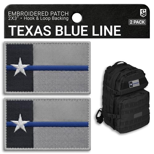 Bluyellow 2-Pack Thin Blue Line Patch Embroidered Texas Flag Patch