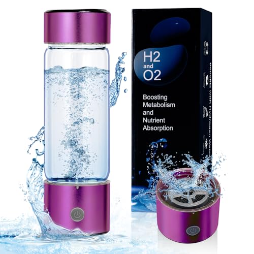 Hydrogen Water Bottle Generator,460mL Portable Rechargeable Hydrogen Water Ionizer aquahealth Hydrogen Water Machine with SPE/PEM Technology for Fitness Home Gift Travel Drinking (New Purple)