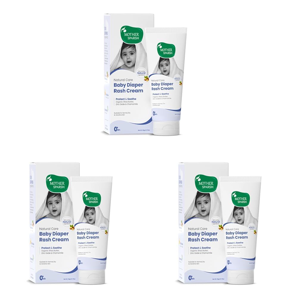 Mother Sparsh Natural Care Baby Diaper Rash Cream-50g | Diaper Rash Cream for Babies with Chamomile, Shea Butter & Zinc Oxide | Protects & Soothes Newborn Sensitive Skin (Pack of 3)-picture-23