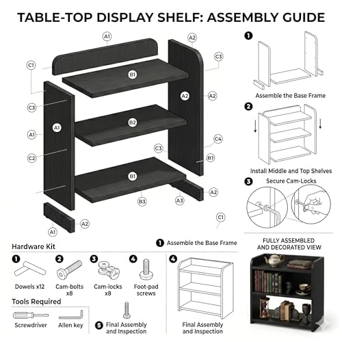 Image of SS.COLLECTION | Side Tables for Bedroom, Bed Side Tables for Bed Room, Wooden End Table with Open Shelves, Bedside Table with Storage (Round Shape)