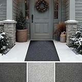 iCustomRug Spartan Weather Warrior Duty Indoor/Outdoor Utility Berber Loop Carpet Runner, Area Rugs, 3ft,4ft,6ft Widths 70 Custom Sizes with Natural Non-Slip Rubber Backing 3' X 8' in Dark Charcoal
