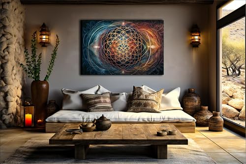 Fleur de vie peinture murale abstraite pour une chambre zen - 6