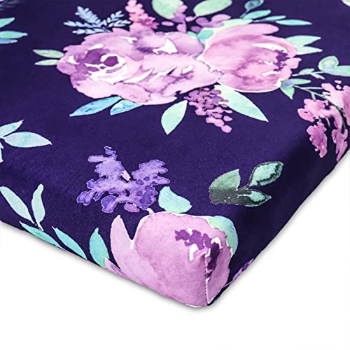 Image of Pack N Play Sheets Portable Playard Mini Crib Mattress Sheet Soft Breathable Playard Cover for Baby Girl Purple Flower