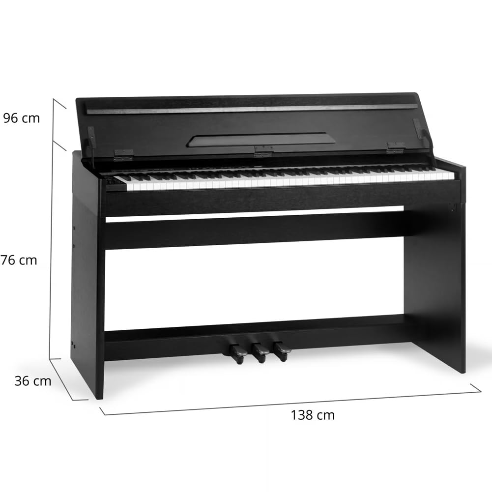 BAKAJI Tastiera Musicale Elettrica con 88 Tasti Pesati con Meccanica a Martelletto e 3 Pedali, Pianoforte Musicale Elettrico con 600 Ritmi e 80 Brani Integrati, Attacco per Cuffie, USB, MIDI (Nero)