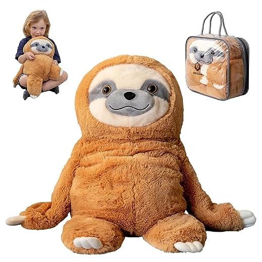 Weighted Stuffed Animal for Anxiety | Calming & Comforting 5 Lbs | Weighted Plush Animal Sloth | Anxiety Stuffed Animals for Adults & Kids | Carrying Bag Included | Machine Washable Weighted Plushie