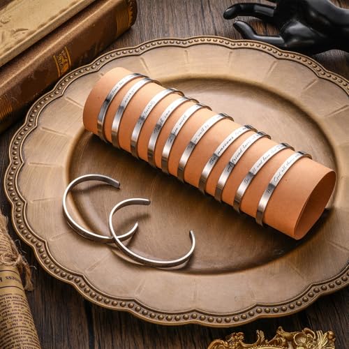 Funtery 12 Pcs Christian Bracelet Engraved Bible Verse Jewelry for Women Religious Baptism Gifts Inspirational Scripture Open Cuff Bangle Confirmation Gifts for Friend Encouragement(Classic)3