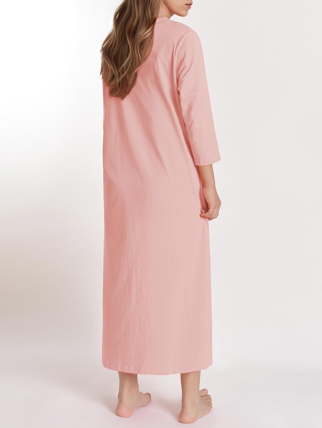 Latuza Women's Cotton Nightgown 3/4 Sleeve Soft Night Gown with Pockets