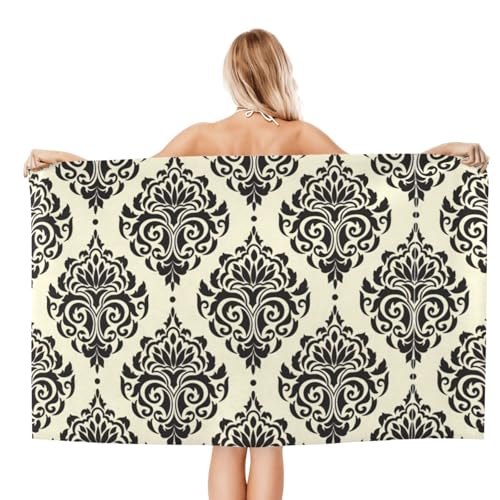 Serviette de bain microfibre imprimée éléphants d'Asie