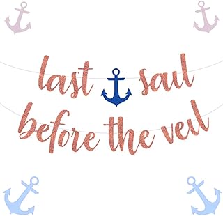 LaVenty Last Sail Before the Veil Rose Gold Balloon Nautical Bachelorette Party Banner Sailor Themed Party Decoration Anchor Cruise Bachelorette Cruise Decorations