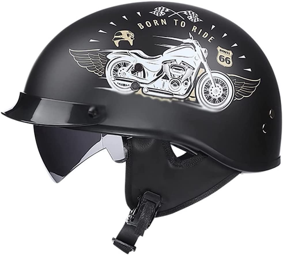 Vintage Motorcycle Helmets, Retro Jet Helmet, ECE Approved Motorcycle Bowl Helmet, Vintage Open Face Helmets, with Sun Visor and Removable Inner Lining, for Bikes Motorcycles Scooter (Color : 6, Size