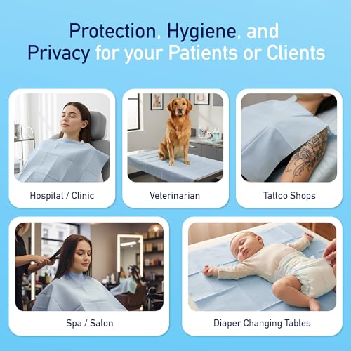 Image of Dynarex Disposable Drape Sheets - 40 inch x 90 inch (Case of 50), Blue, 1-Ply Tissue with PE Layer for Patient Privacy, Exams, and Procedures