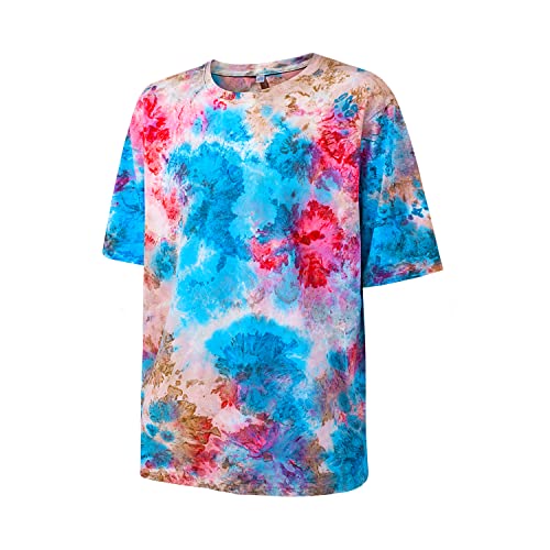 Unisex Mens Tie Dye Shirt Handmade Colorful Crewneck TShirts for
