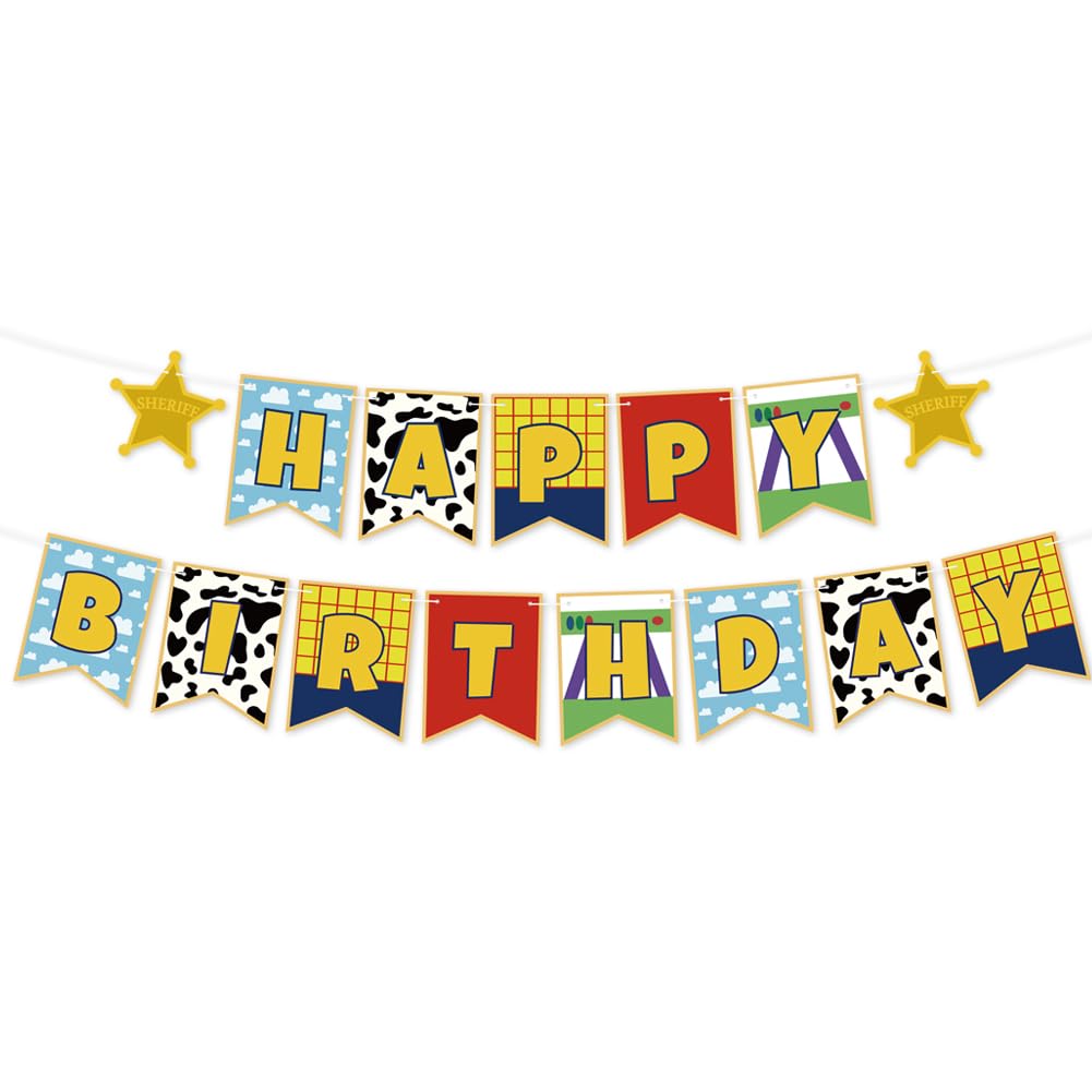 Cartoon Toy Birthday Happy Banner And Garland Cartoon Story Party Decoration Supplies Baby Shower Cartoon Story Party Supplies And Provisions Birthday