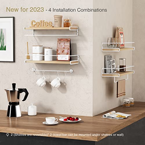 Forbena Floating Nursery Book Shelves, Natural Wood Wall Bookshelves For Girls Boys Bedroom, Wall Mounted Nursery Shelves For Books, Bows, Stuffed Animals, Toys, Study Room, Bathroom (Set Of 2) #TOP4