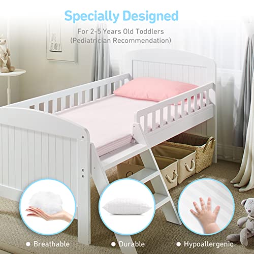 Babebay Toddler Pillow With Pillowcase, 13×18 100% Cotton Toddlers Pillows For Sleeping, Machine Washable Pillows Perfect For Toddler Bed, Daycare, Small Pillows For Kids, Neutral - Navy Blue #TOP4