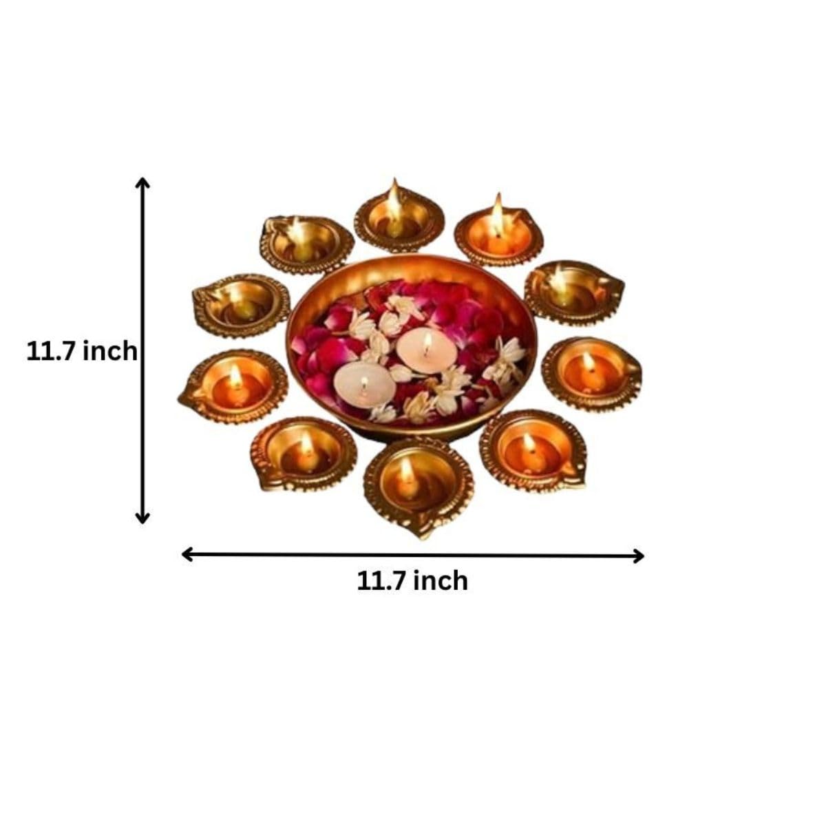 The Advitya Ciotola Urli in ottone a forma di Diya, realizzata a mano, per decorazione domestica, ciotola per potpourri Uruli Diya per decorazione floreale galleggiante e candele tea light, articoli