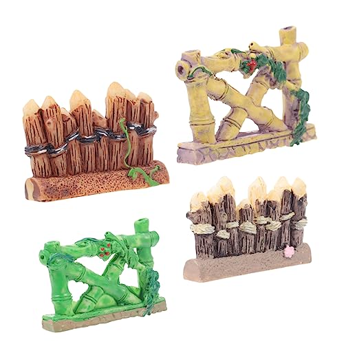 POPETPOP 4 Piezas Valla De Bambú De Resina Estatuas De Valla De Resina para Jardín Accesorio Decorativo para Jardín