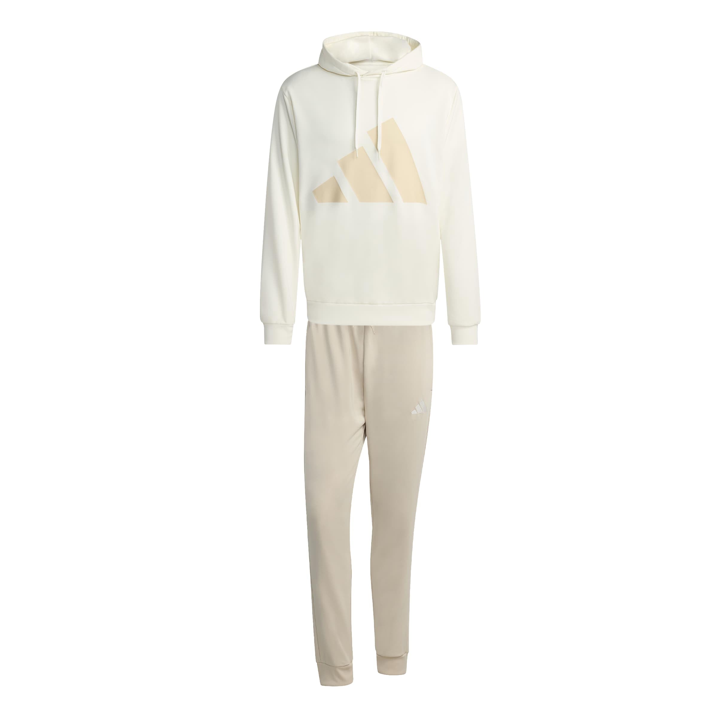 adidas Men's BIG LOGO FRENCH TERRY HOODED TRACKSUITS, off white, XL