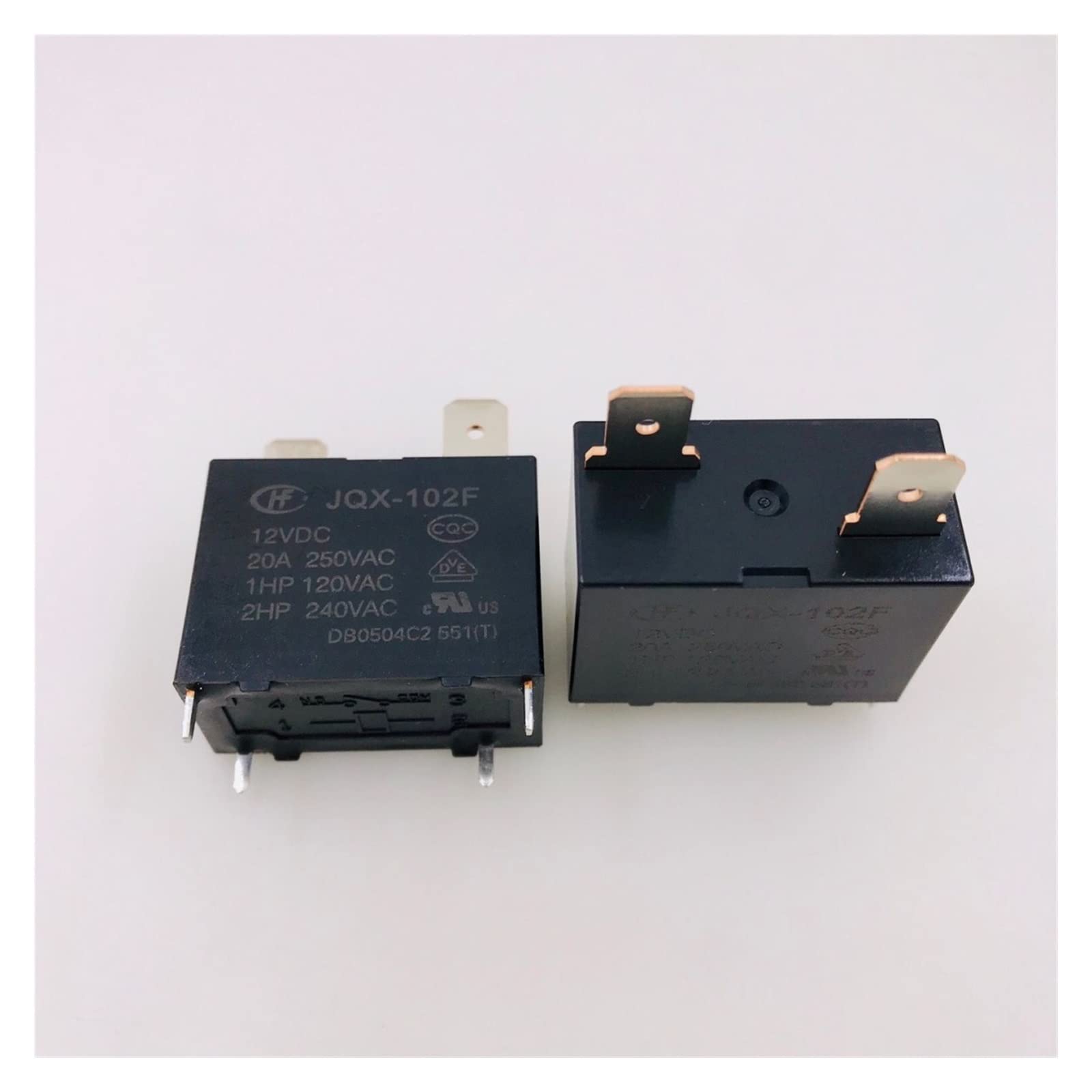 Relay JQX-102F-12VDC A Set of Usually Open 4-Foot 20A250VAC air Conditioning relays HF102F-12VDC