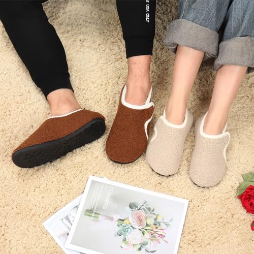 Ibeauti Womens Mens House Slippers Rubber Sole Indoor Slipper Socks Lightweight Fleece Lined Slip-On Barefoot Slippers thumb #4