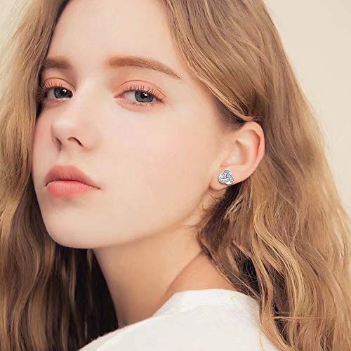 14K Gold Plated Stud Earrings 925 Sterling Silver Post CZ Hypoallergenic Earrings Love Knot Cubic Zirconia Earrings for Women2