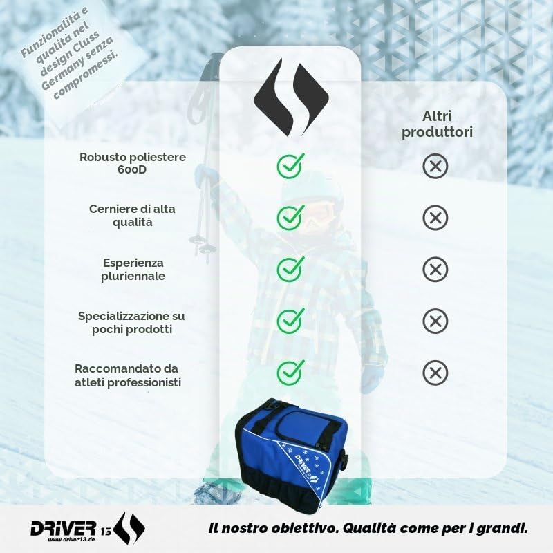 Driver13 borsa scarponi da sci per bambini (bootbag), borsa per scarponi da sci e boots snowboard, maniglia, blu