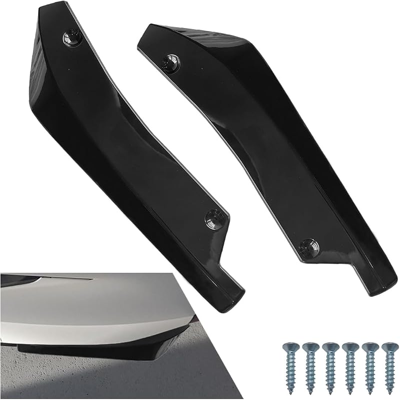 LAINLOY Universal Car Rear Bumper Lip Splitter Canard Diffuser, Black | 2PCS Side Fin Fenders Skirt Protector Exterior Decoration Trim for Car
