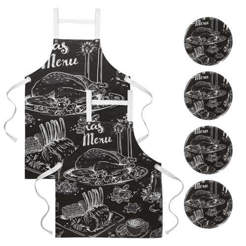 Tablier de cuisine pour restaurant et bistrot avec motif dinde de Noël