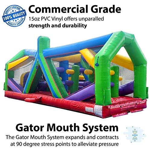 Retro Radical Run Inflatable Obstacle Course, Extreme Unit #1, 30' L x 11' W x 12' H, Commercial Grade Interactive Bounce House, Includes Blower and Stakes - Image 4