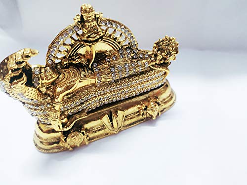 Image of Vishnu Idol on sheshnag in Brass Material, Suitable for car Dashboard, Office Table and Home Temple. (Golden)