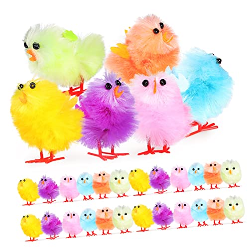 Décoration de Pâques 36 poussins colorés miniatures pour table festive