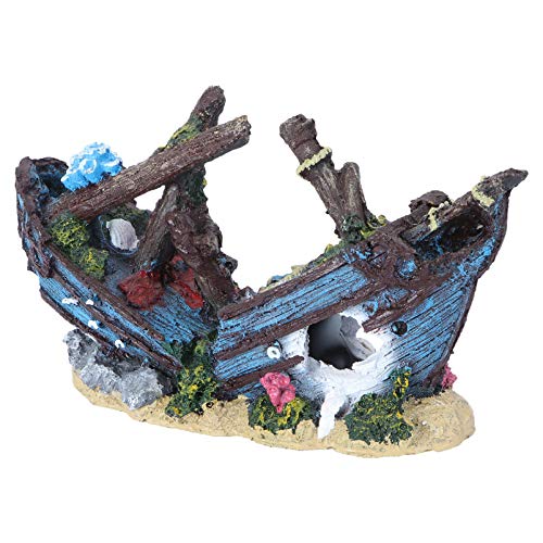 VILLCASE Naufrágio Fish Tank Ornamento Do Aquário da Resina Ornamento Aquático Cavernas Esconder Hut