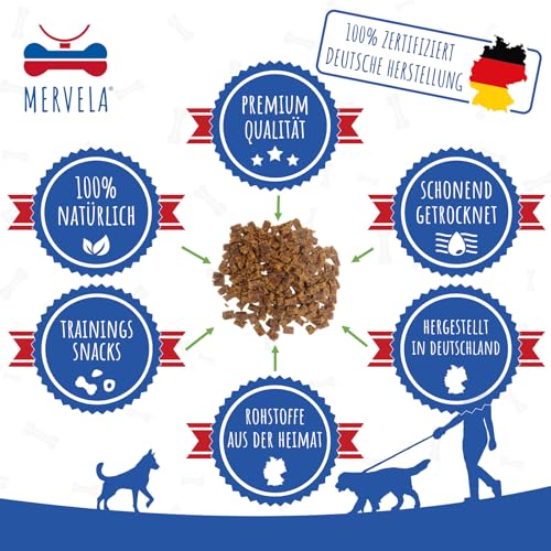MERVELA® Premium Pferd Kauwürfel für Hunde, 500g - Ideal als Trainingsleckerli | 100% Natürliches Pferdefleisch | Hypoallergen für Sensible Hunde | Made in Germany