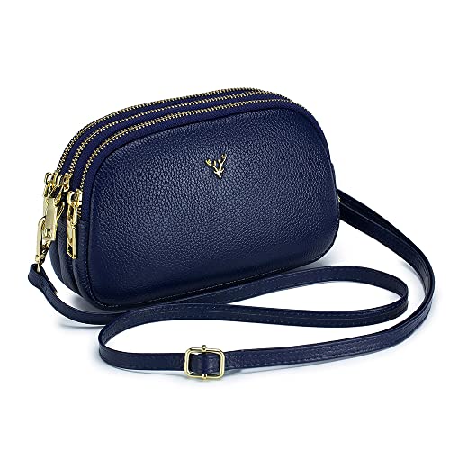 Small Crossbody Bags Genuine Leather Shoulder Handbags Trendy Design Cellphone Purses for Women and Girls