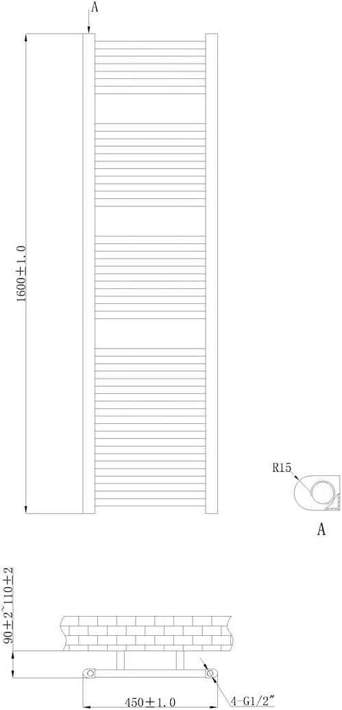 Soak Radiador toallero Recto de Acabado Cromado de 1600mm x ...
