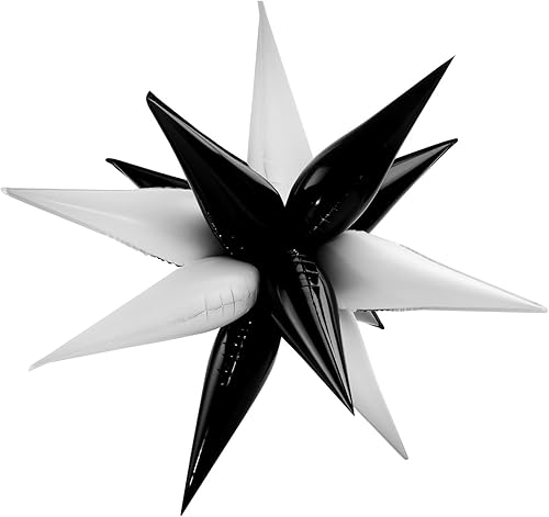 50 globos de cono de aluminio de 20 pulgadas globos de estrella puntiaguda para fiesta de cumpleaños boda fotobooth telón de fondo blanco negro