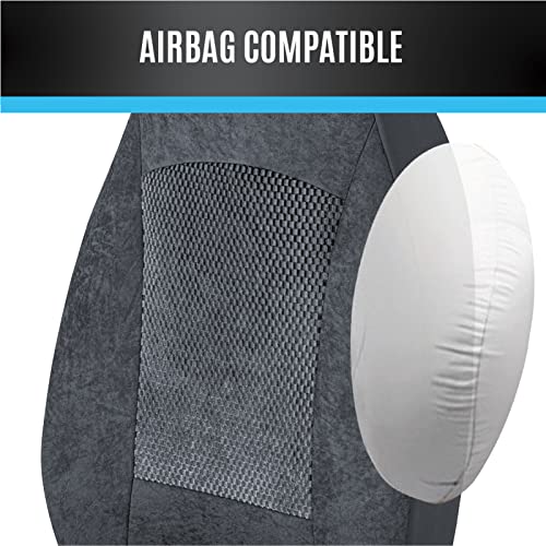 Road Comforts Front Car Seat Covers, Bucket Embossed Black Velour Seat Covers, High Back Auto Seat Covers For Cars, Trucks, Jeep, Van, Suv, Pickup, Airbag Compatible #TOP3