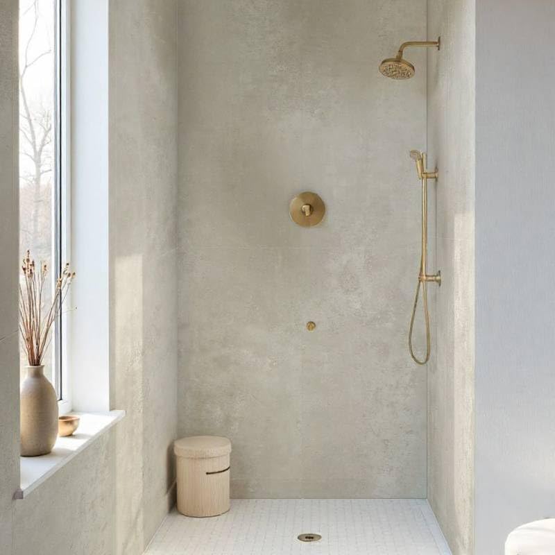 Lot de 8 Dalles Murales Douche SPC/PVC Décor effet Pierre Beige - 38,9x77,8cm - 2,42M²