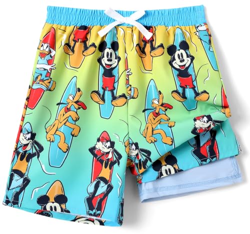 Image of Disney Stitch Spiderman Star Wars Cars Toy Story Mickey Boy Swim Trunks UPF50+Swim Shorts Compression Liner & Quick-Dry 6M-9Y