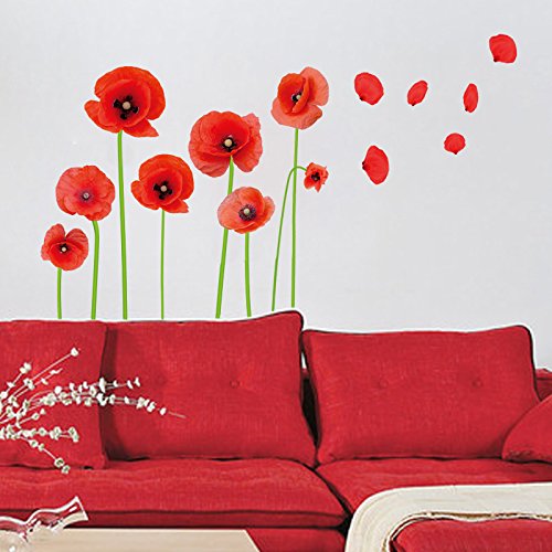Vinilo decorativo flores rojas 16x28 pulgadas miniatura 4