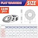 1100 Pcs Flat Washers Assortment Kit – 304 Stainless Steel, 9 Metric Sizes (M2–M12), Metal Washers for Screws and Bolts Ideal for Automotive, Construction, Industrial, DIY