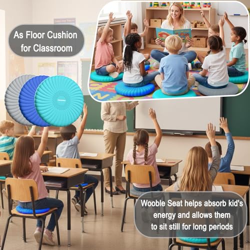 Image of Wobble Cushion Core Balance Disc, Wiggle Seat for Sensory Kids to Stay Focused, Non-slip Balance Pads with Inflation Pump for Physical Therapy & Core Strength