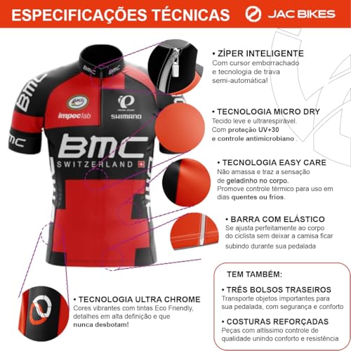 Conjunto Bike BMC Camisa Manga Curta c/Bermuda Decole Dry Fit Uv Mtb