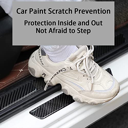 Image of Door Threshold Protector,Carbon Fiber Emblem Scratch Pad Door Entry Guard Decals Badge Sports Decoration Lossless Installtion Accessories 4 Packs