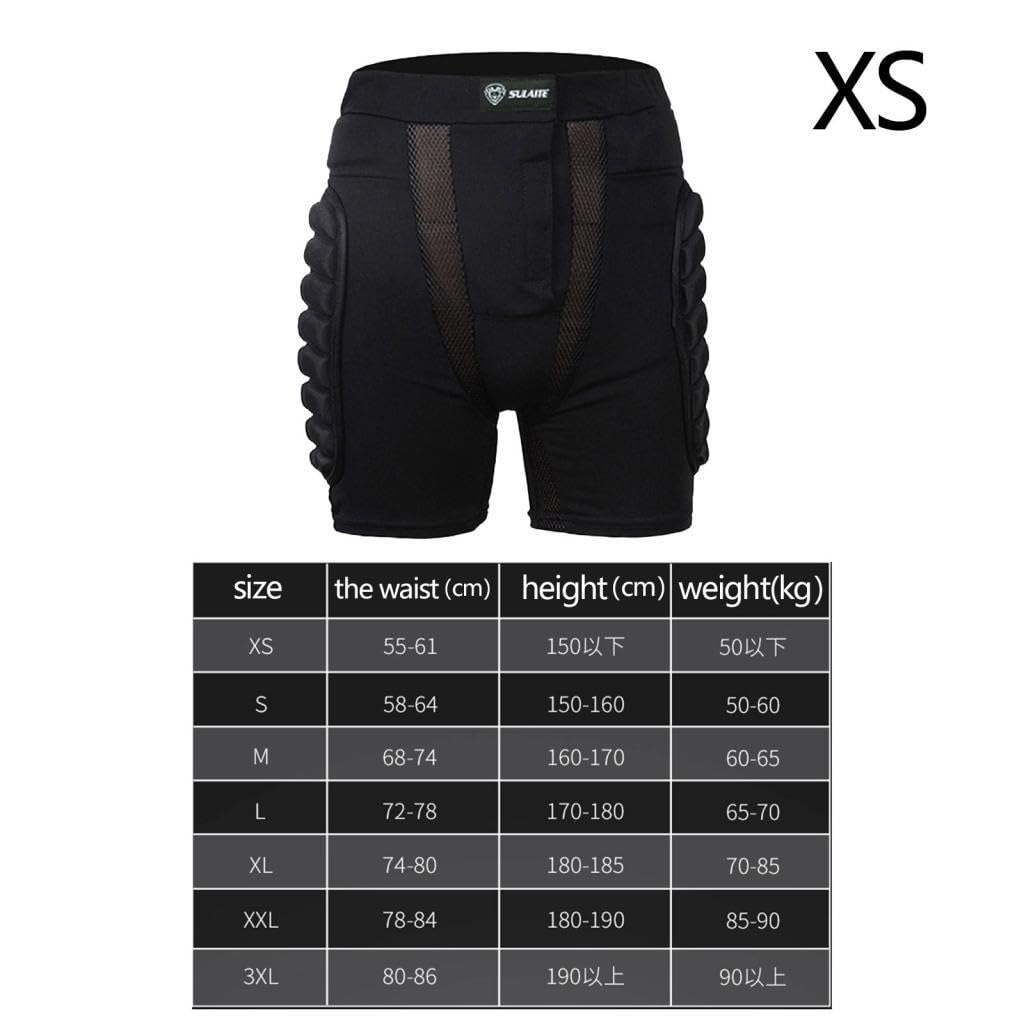 Short Rembourré, Pantalon de Protection Des Hanches, Résistant Aux Chocs, Respirant, Protection Souple Du Coccyx, pour Le Snowboard, XS