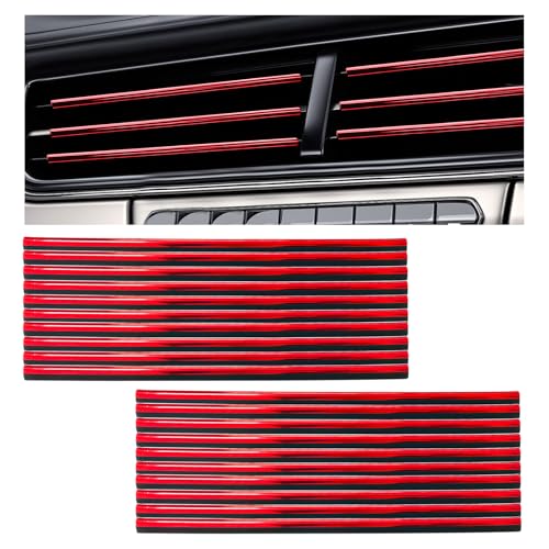 MUQIDA 20PCS Car Air Conditioner Decoration Strips, Waterproof Auto Moulding Trim for Straight Air Vent Outlet, Universal Bendable Vent Strip Interior Accessories for Most Vehicles (Shiny Red)