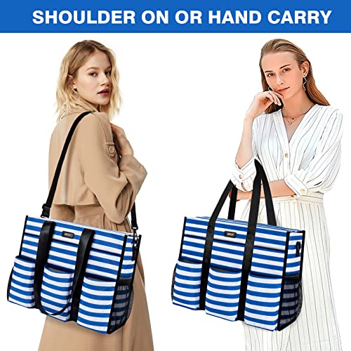 Image of IBFUN Utility Tote Bag with 24 Pockets, Large Teacher Tote for Women with Laptop Compartment, Travel Tote Bag with Zip Top